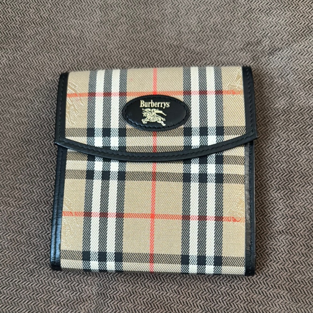 Burberry Tan and Black Plaid Wallet
